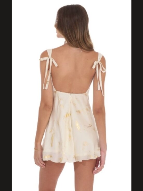 Lucy in the Sky Dresses & Skirts - LUCY IN THE SKY Gold Foil Open Back Mini Dress - Size Extra Small